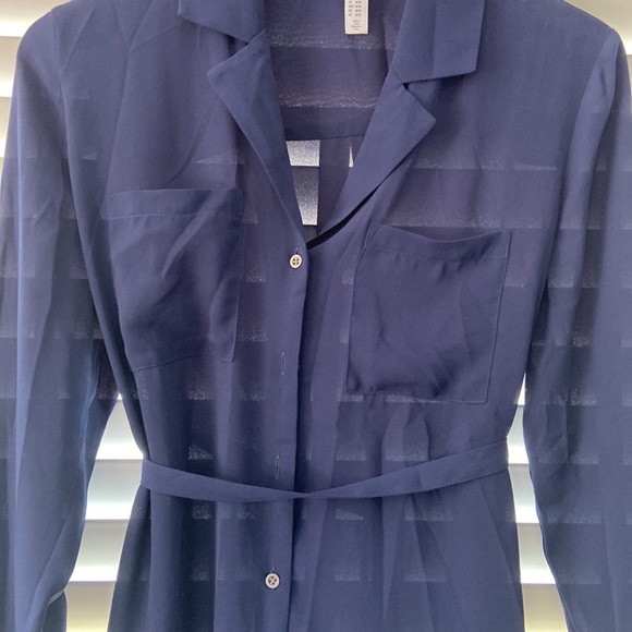 Thyme Maternity Navy Tunic Button Up Dress Shirt - Picture 2 of 2